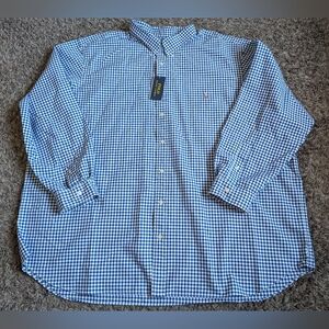 NWT Polo Ralph Lauren Blue/White Cotton Long Sleeve Button Up Men's 4XB